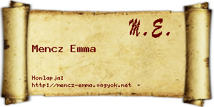 Mencz Emma névjegykártya